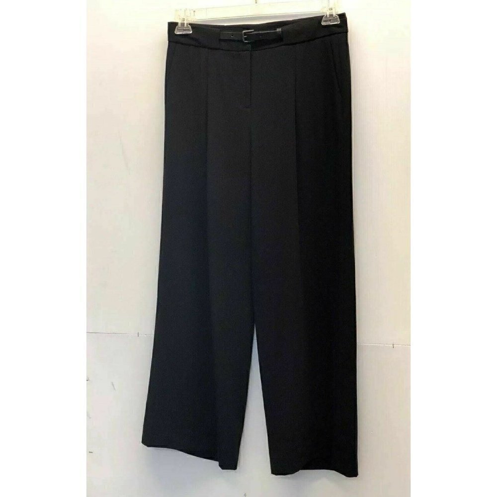 Nordstrom Collection Women's Black Pleated Cropped Wide Leg Pants Size 2 - Picture 3 of 9